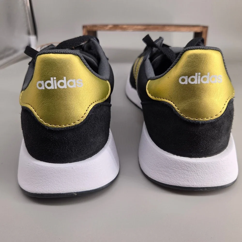 Adidas Run 60s 2.0 Shoes Mens 8 Black Gold GX1714 Retro Lifestyle Sneakers